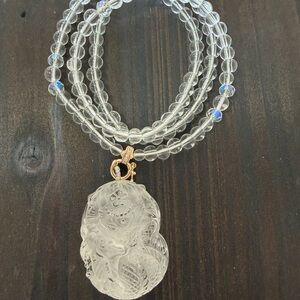 Elegant Clear Beaded Necklace with Gold Accents